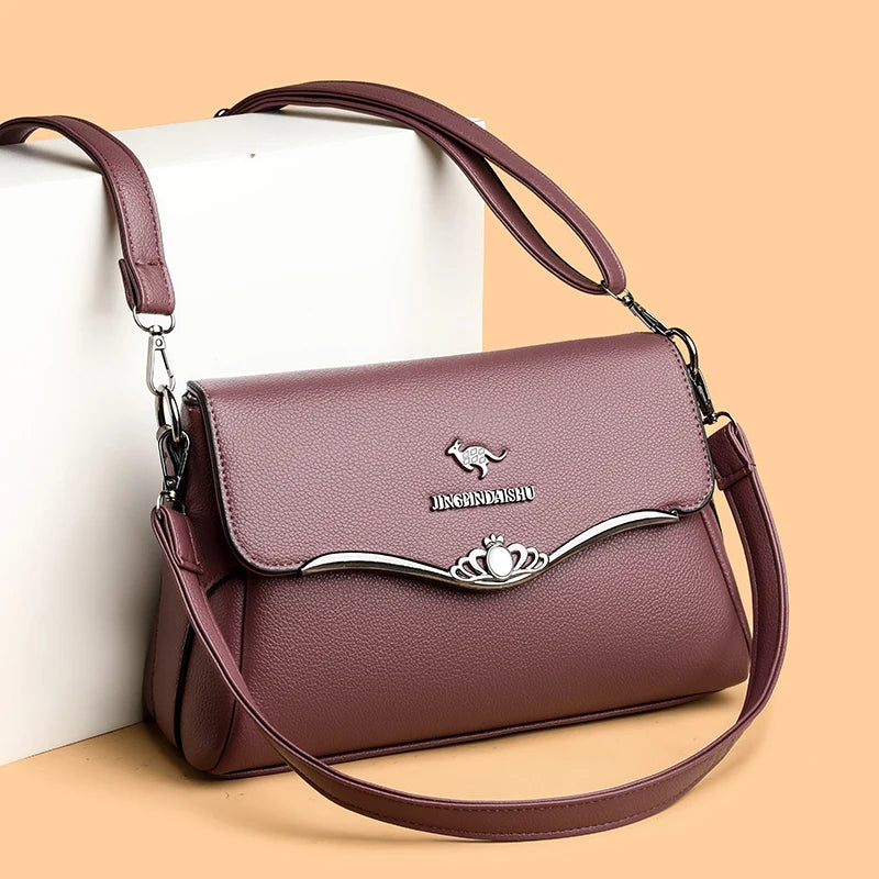 Women's PU Leather Casual Tote Crossbody Bag