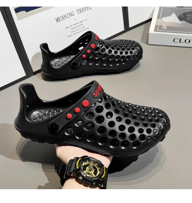 Summer Shoes Men Clogs Eva Slippers Men Flat Sandals Breathable Hole Shoes Men Beach Home Leisure Slides Men Summer Shoes