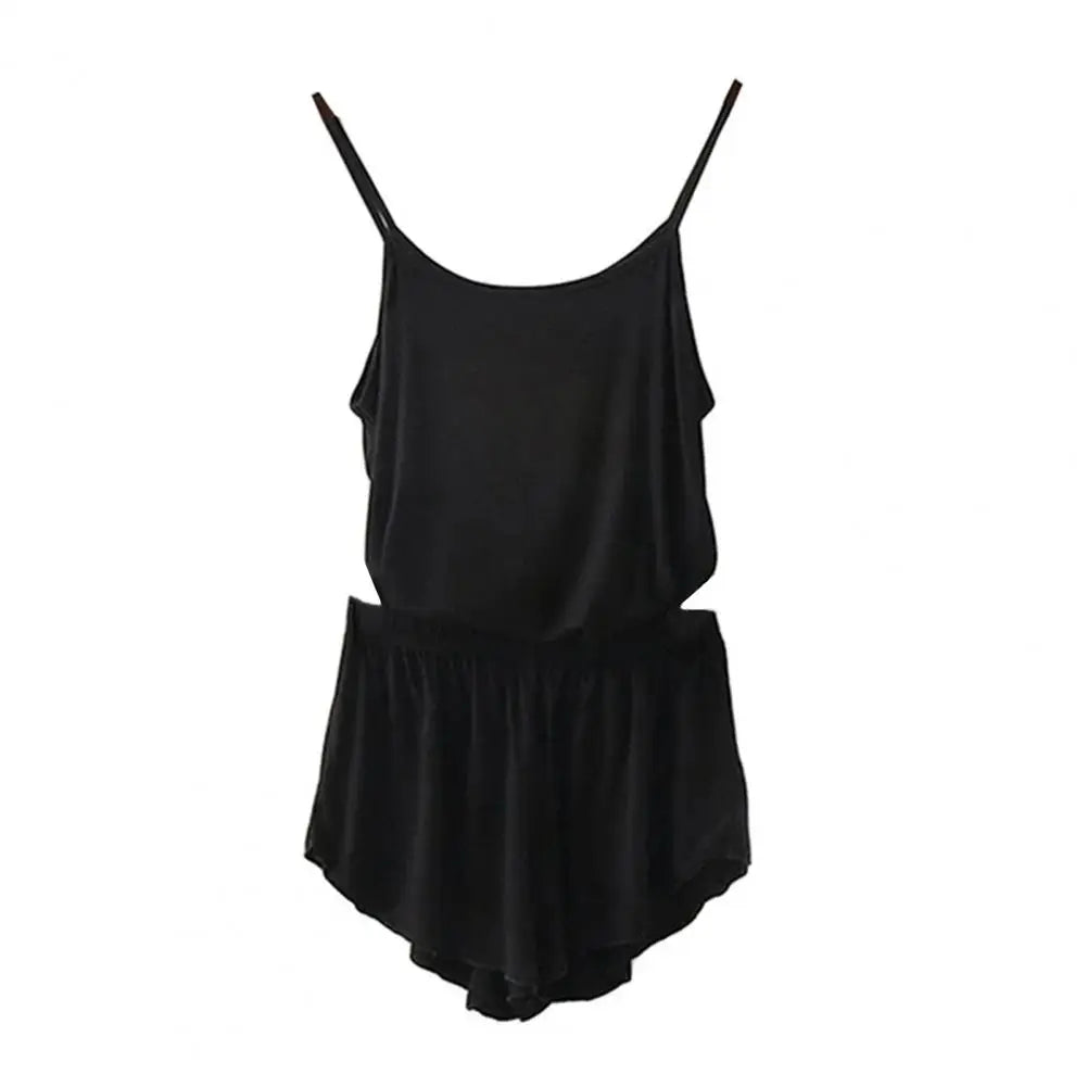 Women's Solid Color Camisole & Shorts Pajama Set – Sleeveless 2-Piece Summer Loungewear