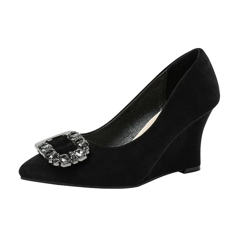 Women's Diamond Flannel Wedge Slingback Pumps