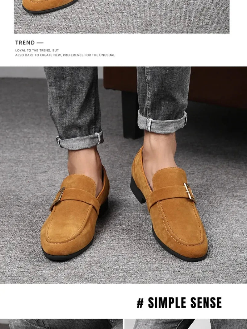 2026 Men's Dress Shoes Britain Casual Shoes High End Designer Suede Loafers for Man Luxury Banquet Wedding Shoes Zapatos Hombre