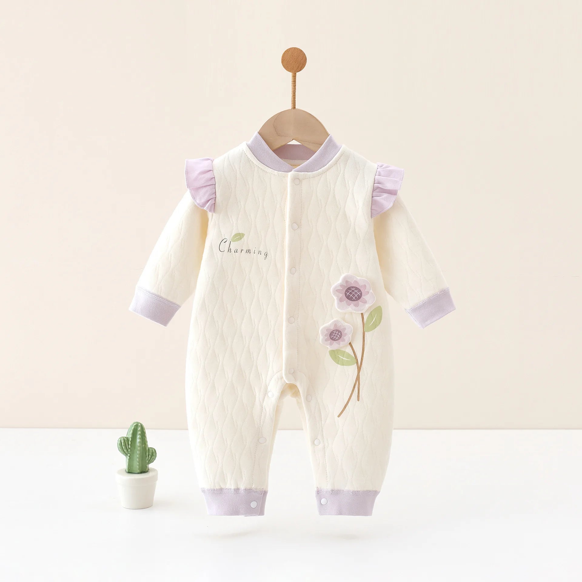 Baby Girl Floral Cotton Knit Jumpsuit Bodysuit