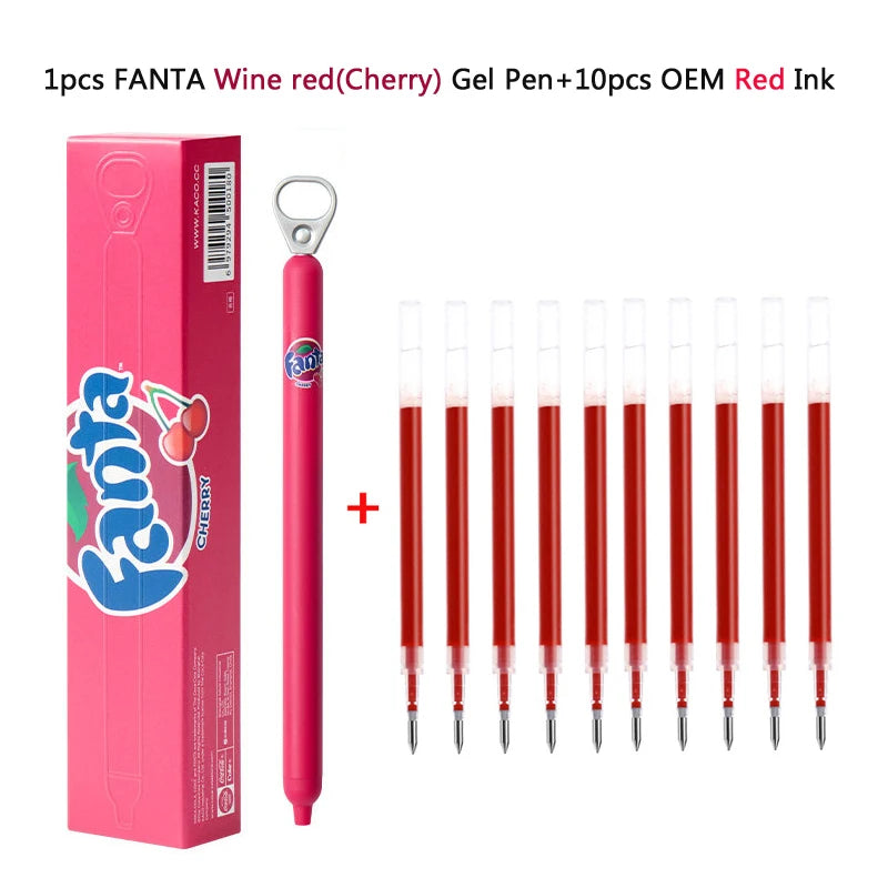 KACO x Fanta Pull-Tab Gel Pens,Creative Ins Signature Pen,0.5mm Quick Drying&Comfortable Grip Fun&Stess Relief Kawaii Stationery