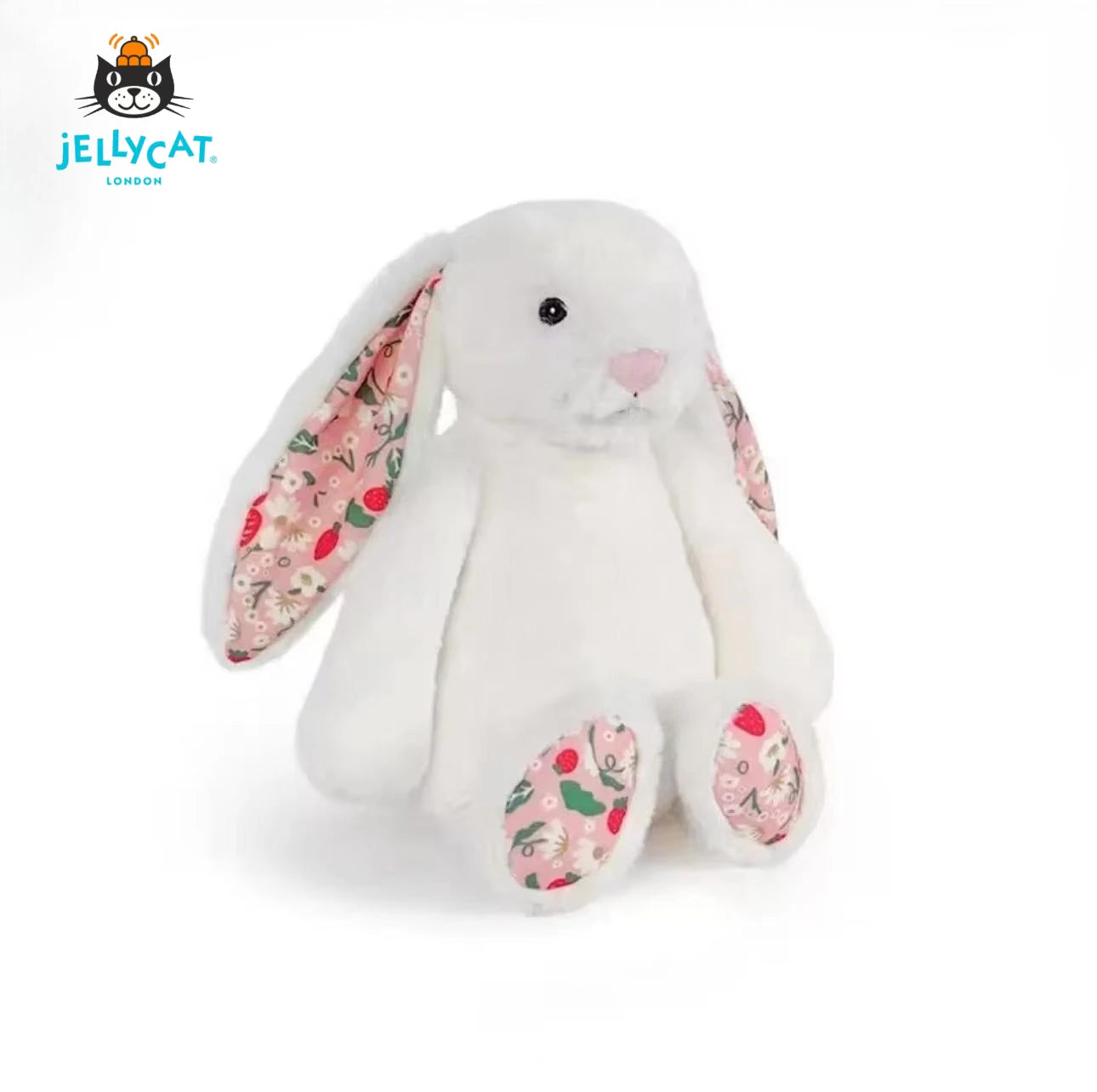Soft Bunny Plush Toy 30cm | Long Ears Rabbit Doll – White & Pink