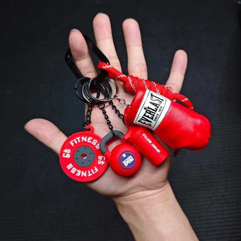 Fitness Keychain Set – Barbell & Dumbbell Gym Lover Gift Charm