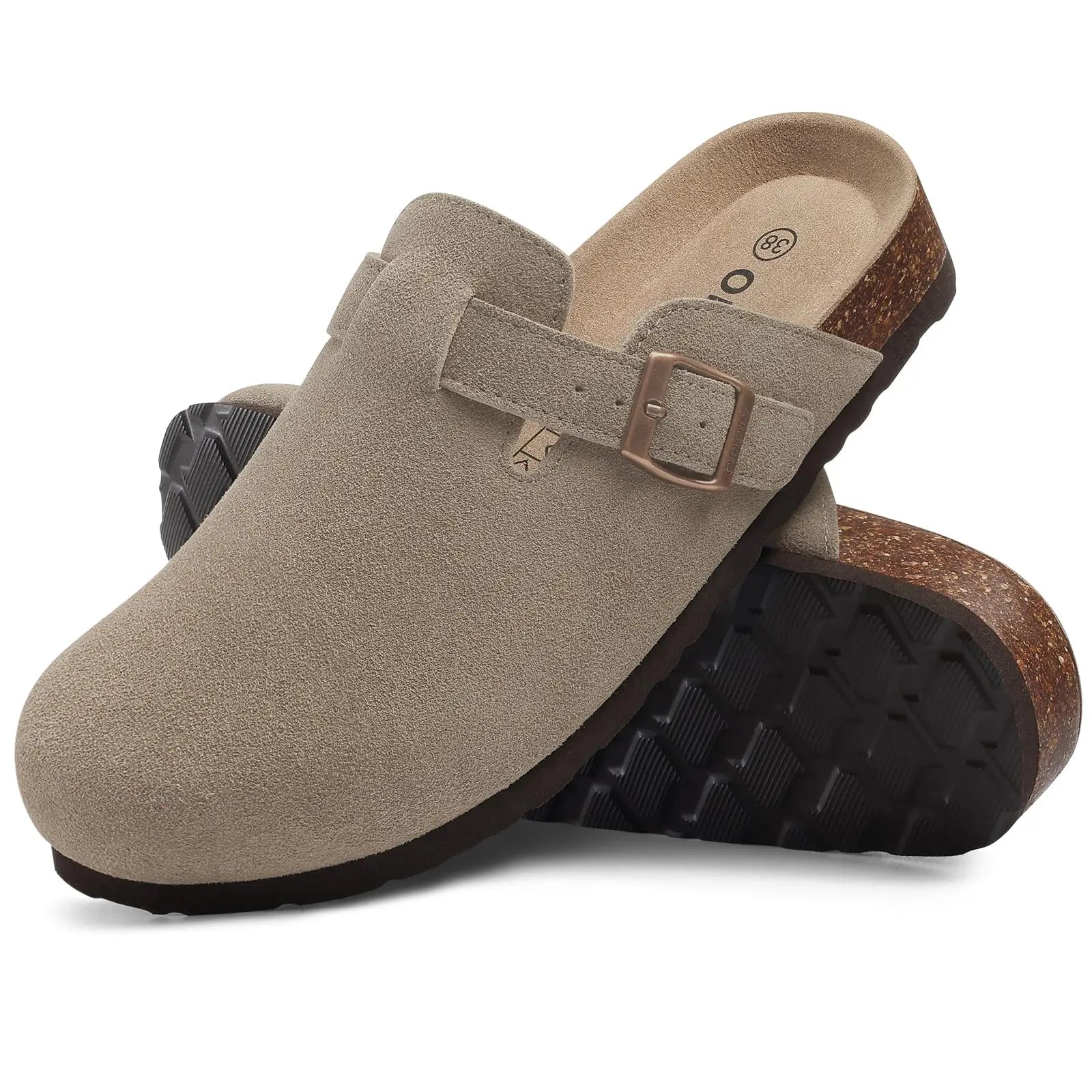 Goosecret Men Cow Suede Clogs Soft Cork Footbed Men Mules Slippers Fashion Men House Sandals With Arch Support Men Beach Sandals