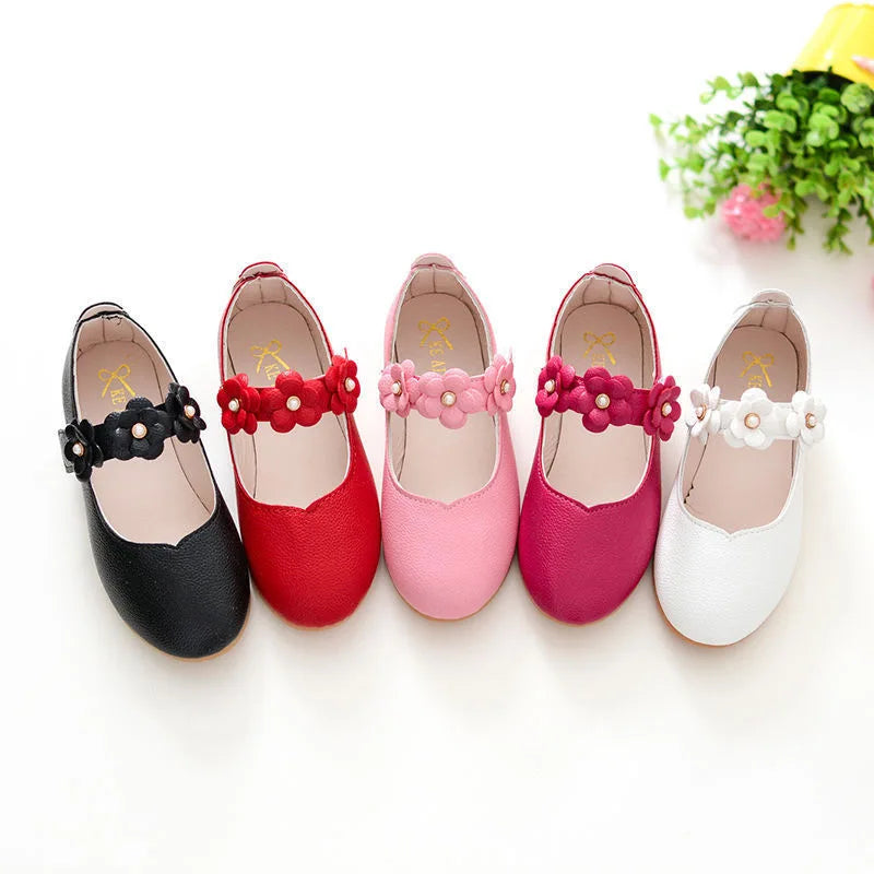 Girls Breathable Leather Princess School Shoes | Flat Dress Shoes for Kids Sizes 21–36
