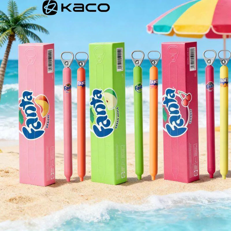KACO x Fanta Pull-Tab Gel Pens,Creative Ins Signature Pen,0.5mm Quick Drying&Comfortable Grip Fun&Stess Relief Kawaii Stationery