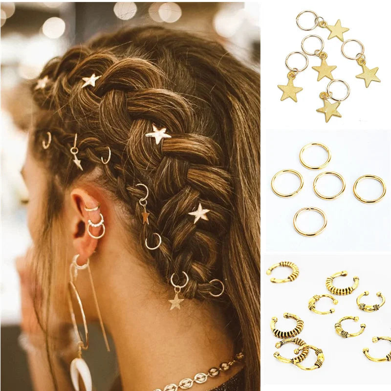 Hair Braid Dreadlock Beads Clips Charms African Braids Cuffs Rings Hip Hop Style Jewelry Dreadlock Clasps Accessories