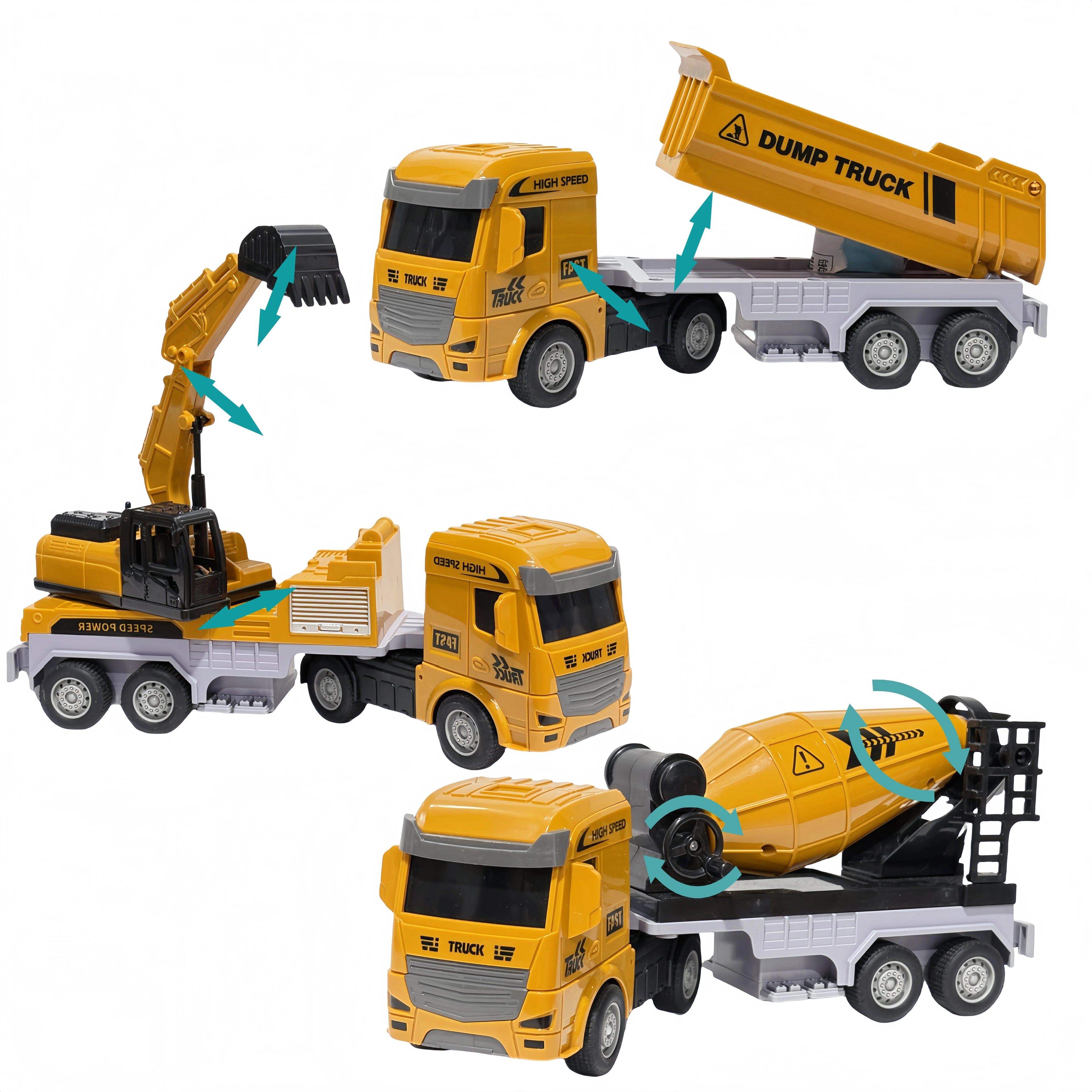 Inertia Toy Construction Vehicle Set - Mixer Digger Tipper Truck Toys for Boys And Girls Aged 3+ Engineering Playset