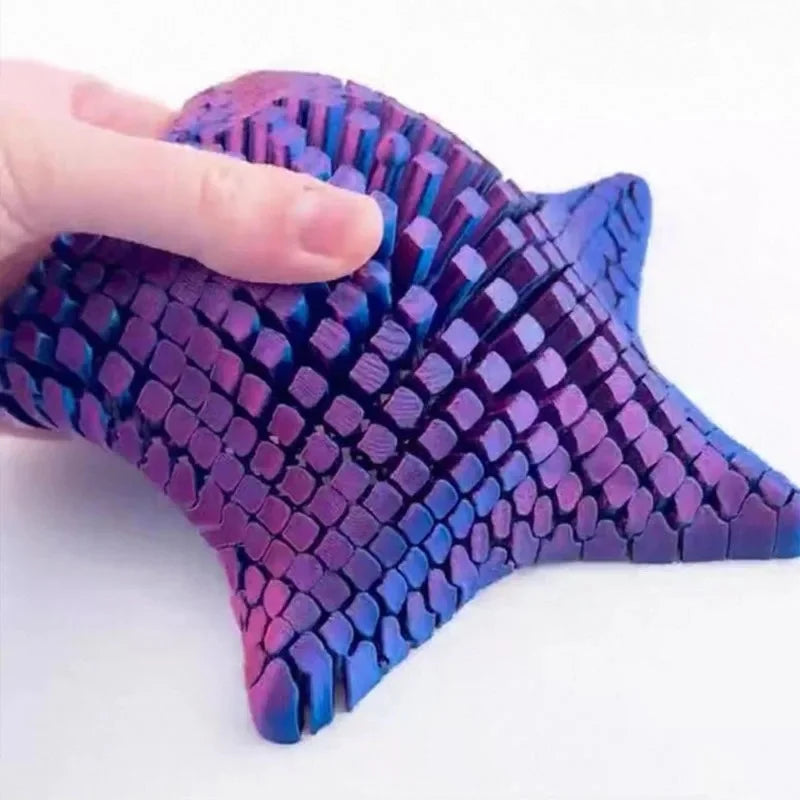 Cute 3D Printed Squishy Articulating Starfish - Stress Relief Fidget Starfish Toy, Unique Desk Decor & Flexible Gift Idea