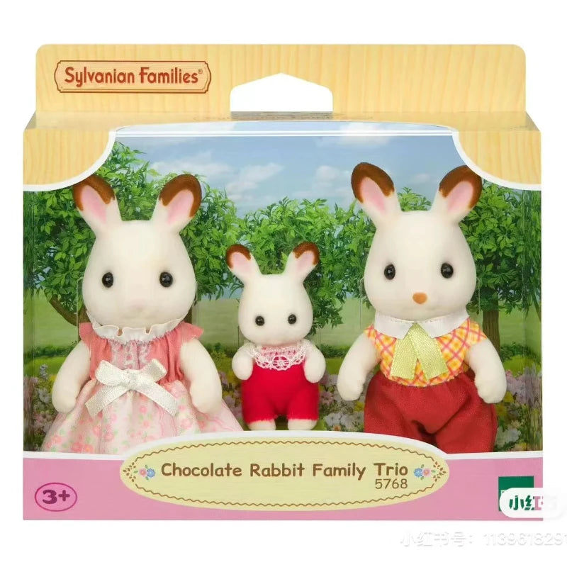 Sylvanian Families Anime Girl Figures Calico critters Furniture Set  chocolate rabbit family trio