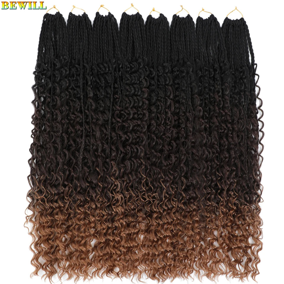 Goddess Box Braids Crochet Hair 14 18 24 Inch Bohemian Hippie Box Braids With Curly Ends Synthetic Braiding Hair for Black Women