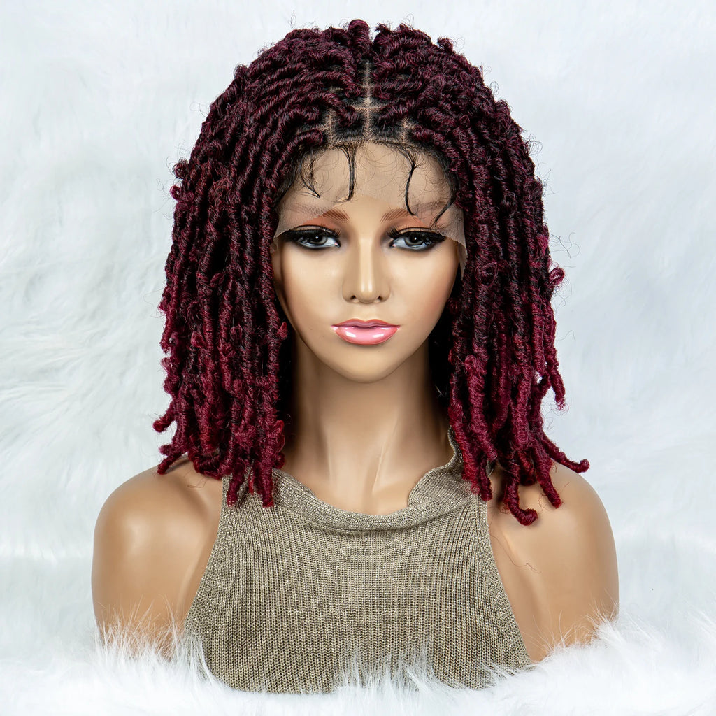 Synthetic Lace Front Wig Braided Wigs Dreadlock Wig 16 inches Short Knotless Butterfly Locs Wigs for Black Women Synthetic Wig