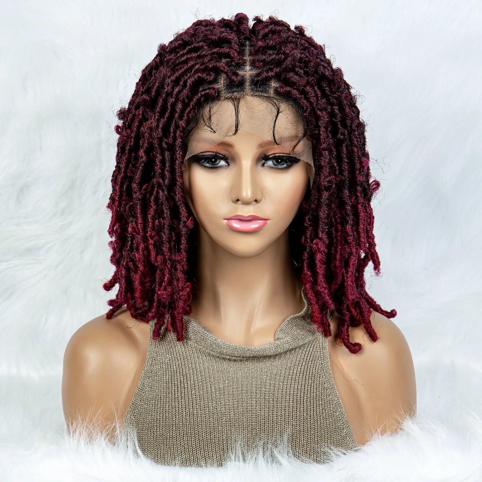 Synthetic Lace Front Wig Braided Wigs Dreadlock Wig 16 inches Short Knotless Butterfly Locs Wigs for Black Women Synthetic Wig