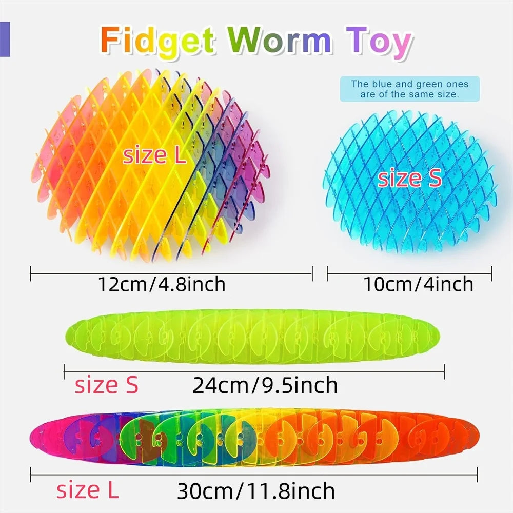 Fidget Worm Toy Elastic Slug Sensory Toy for Kids & Adults Funny Pocket Fidget Toys Stress Relief Birthday Classroom Gift