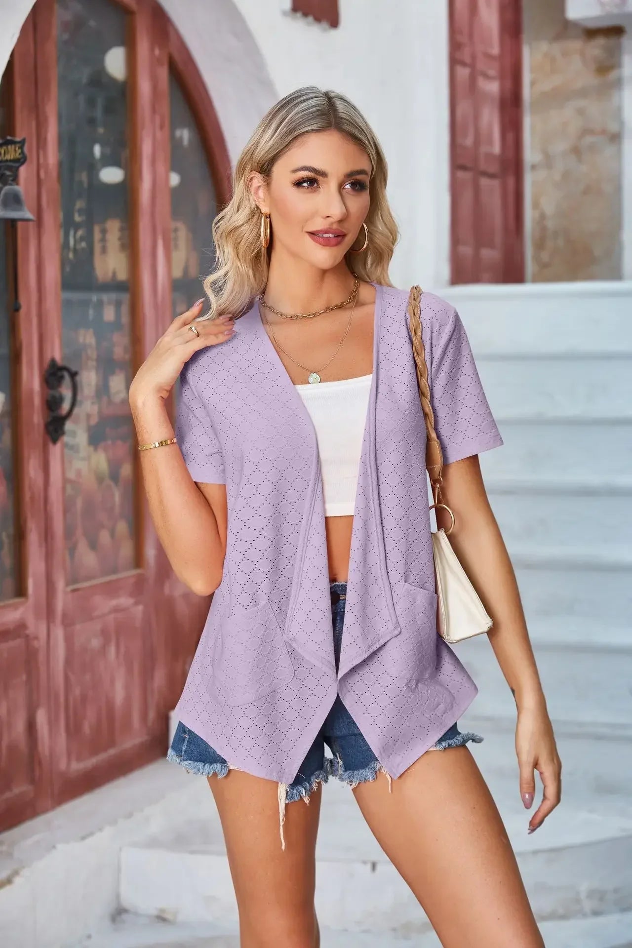 2026 Summer New Women's Wear Women's Hollow Solid Color Casual Cardigan Coat Multiple Colors Available Tops Women's Clothing