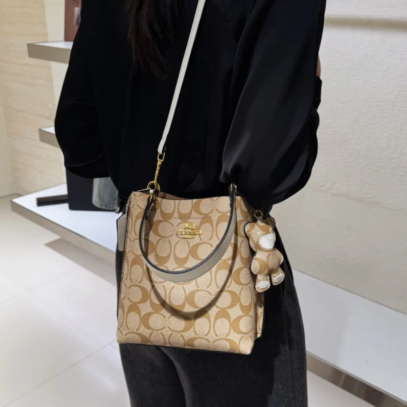 Unisex PU Bucket Bag with Magnetic Buckle