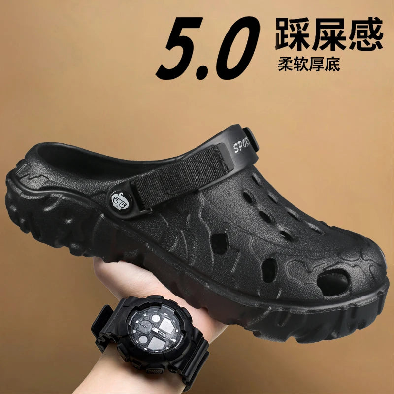 Summer Shoes Men Clogs Eva Slippers Men Flat Sandals Breathable Hole Shoes Men Beach Home Leisure Slides Men Summer Shoes