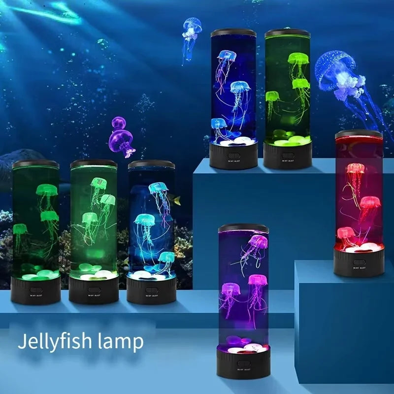 D2 Jellyfish Lamp Color-Changing LED 7 Colors Mood Aquarium Ocean Night Light Bedroom Desktop Decor Light Birthday Gift for Kids