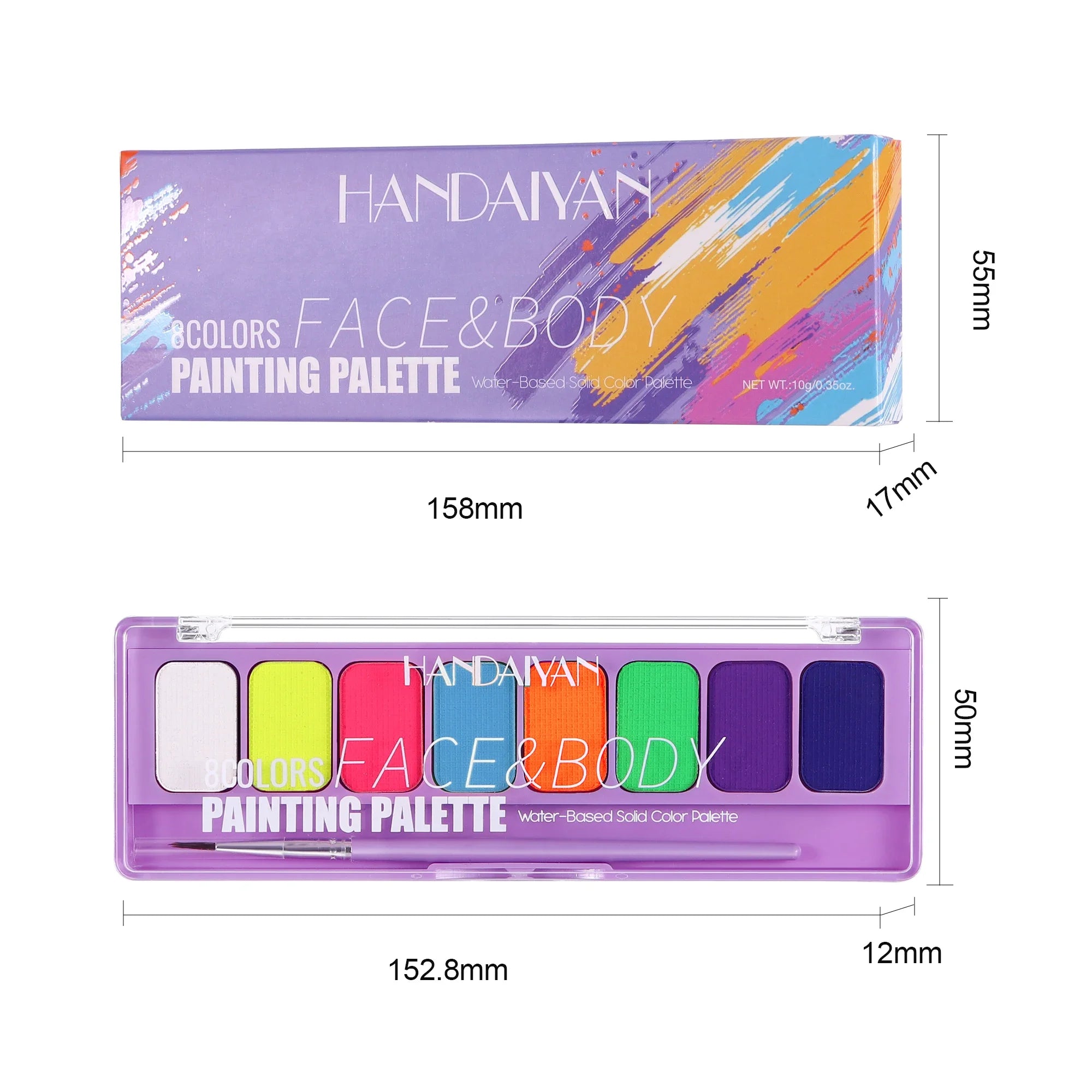 8 Color Face Body Paint Palette Water Soluble Fluorescent UV Makeup Halloween Party Cosmetics Fancy Dress Beauty