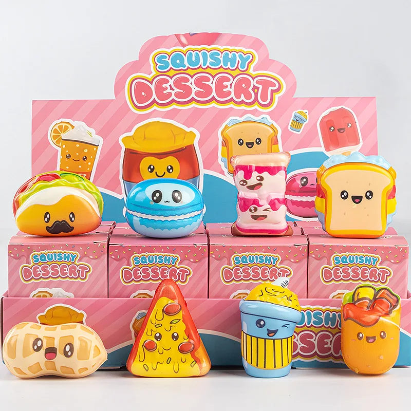 12-Piece Slow Rebound Mystery Blind Box Squishy Set | Cute Food & Animal Collectibles | Ages 14+