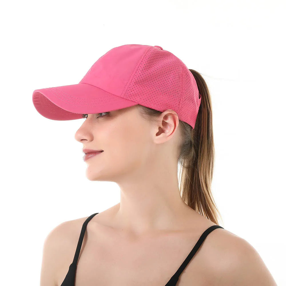 Baseball Caps For Women Hats New Breathable Mesh Sun Visor Hats Female Summer European Outdoor Sports Criss Cross Ponytail Hat