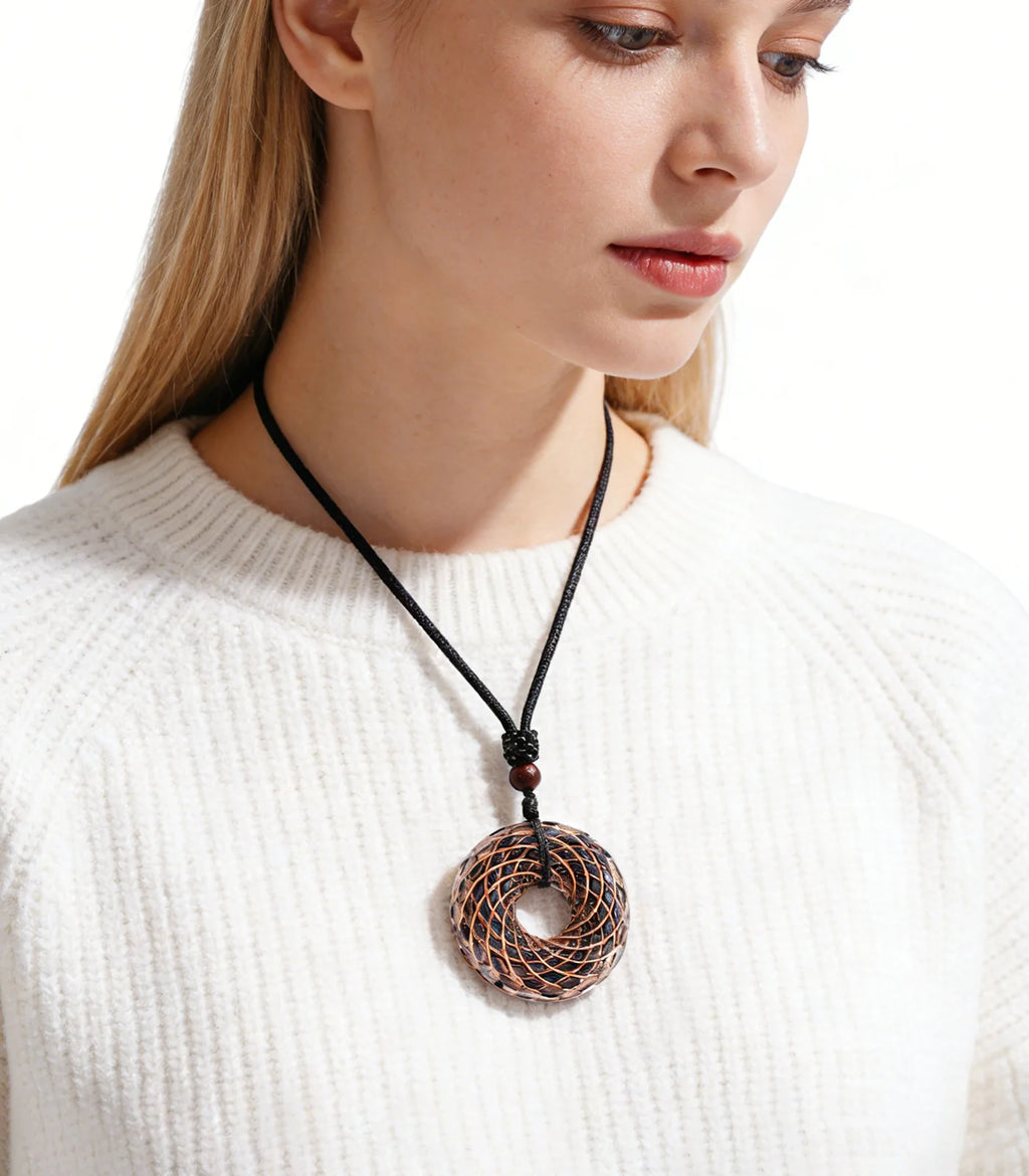 Rodin Coil & Amethyst  Orgone Pendant Necklace, Handmade pendant jewelry ，Adjustable Chain for Women & Men