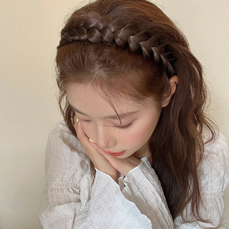 Braid Hair Band Women Fishbone Braid Wig Twist Braid Headband Hairpin Bohemia Non-slip Headdress Bridal Girls Hair Accessories
