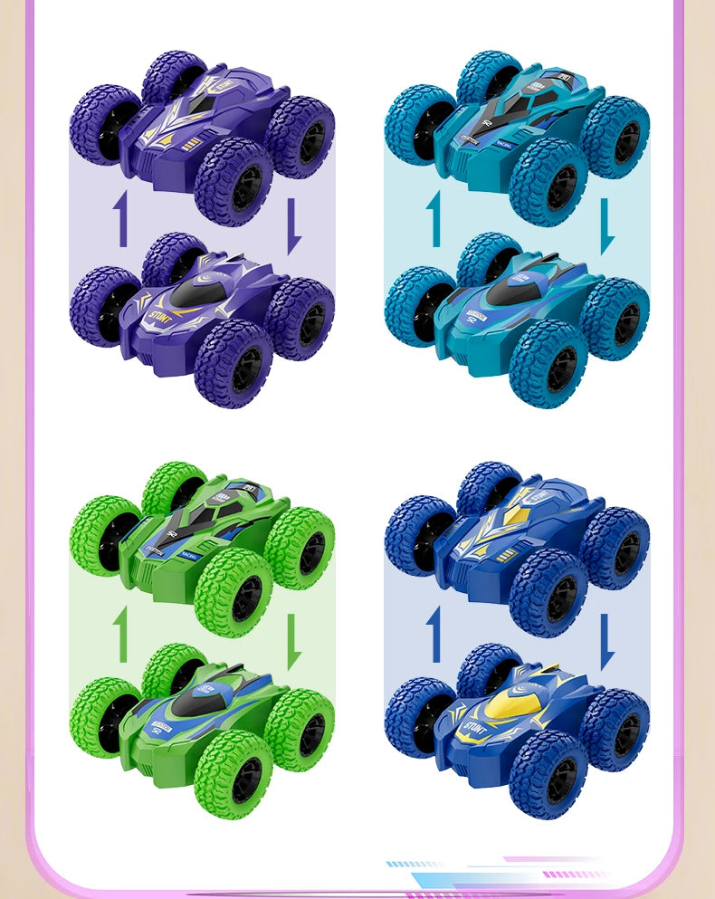 4-8 Pack 360° Rotating Stunt Car Toys - Friction Powered Toy Cars Push and Go Vehicles for Toddlers Kids Best Christmas Gift