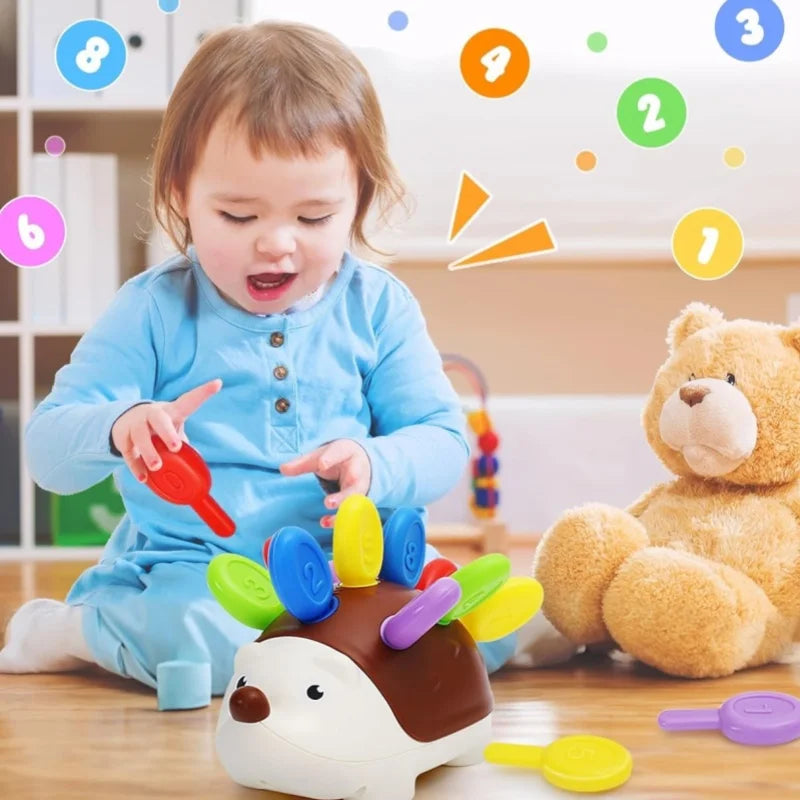 Montessori Sensory Hedgehog Toy | Fine Motor Skills Educational Travel Toy for Ages 1-4