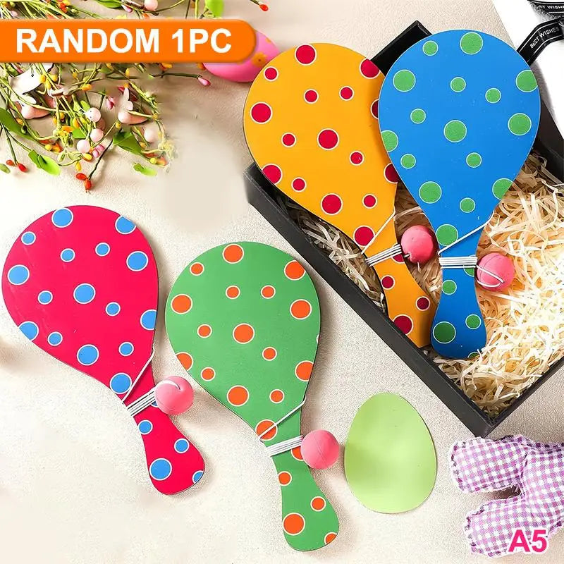 Wooden Paddle Ball With String And Ball Fun Set for HandEye Coordination Development Portable Elastic Design Family Party Play