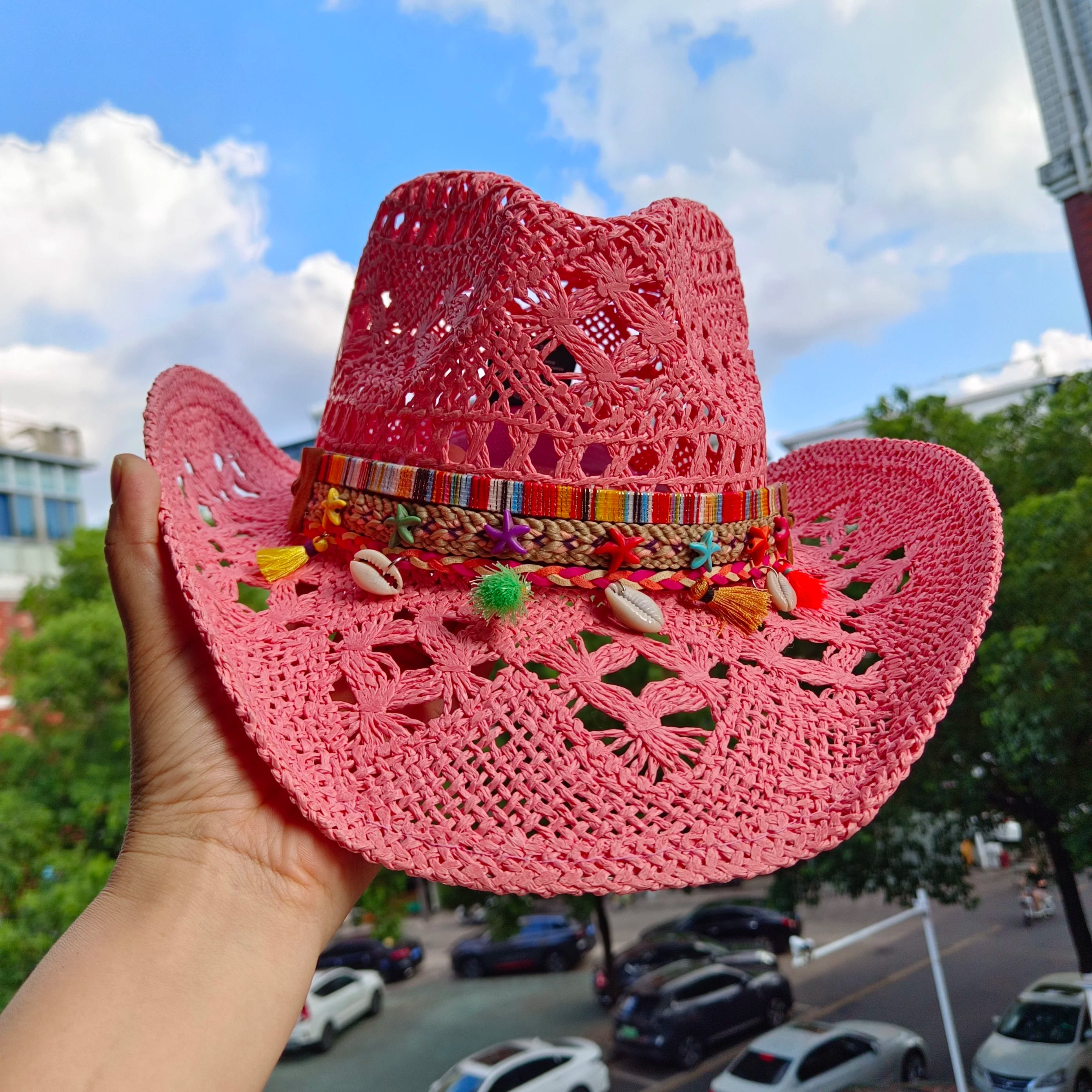 Women's Straw Cowgirl Hat – Wide Brim Shapeable Western Beach Sun Hat | Coastal Cowgirl Style