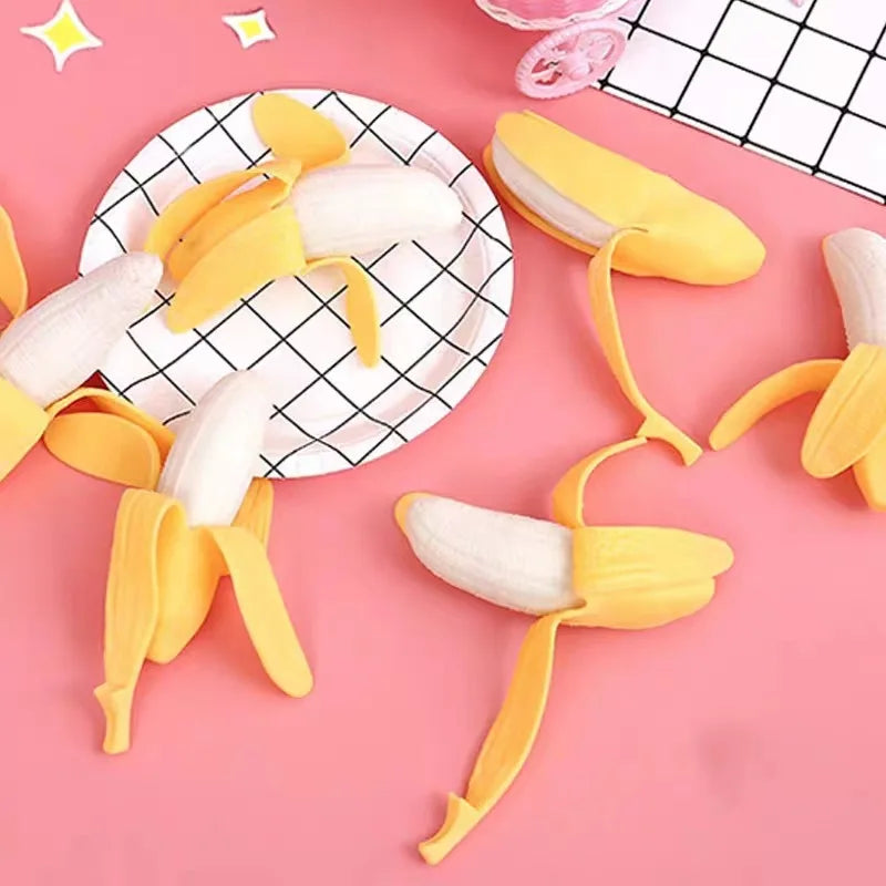 Cute Fruit Squishy Stress Balls Fidget Sensory Toy Squeeze Stress Relief Hand Toy Anti-Anxiety Banana Stretchy Slow Rising Toy