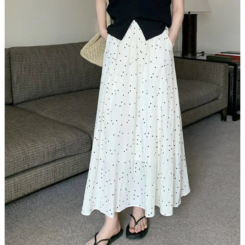 Women's High Waist Pleated A-Line Midi Skirt