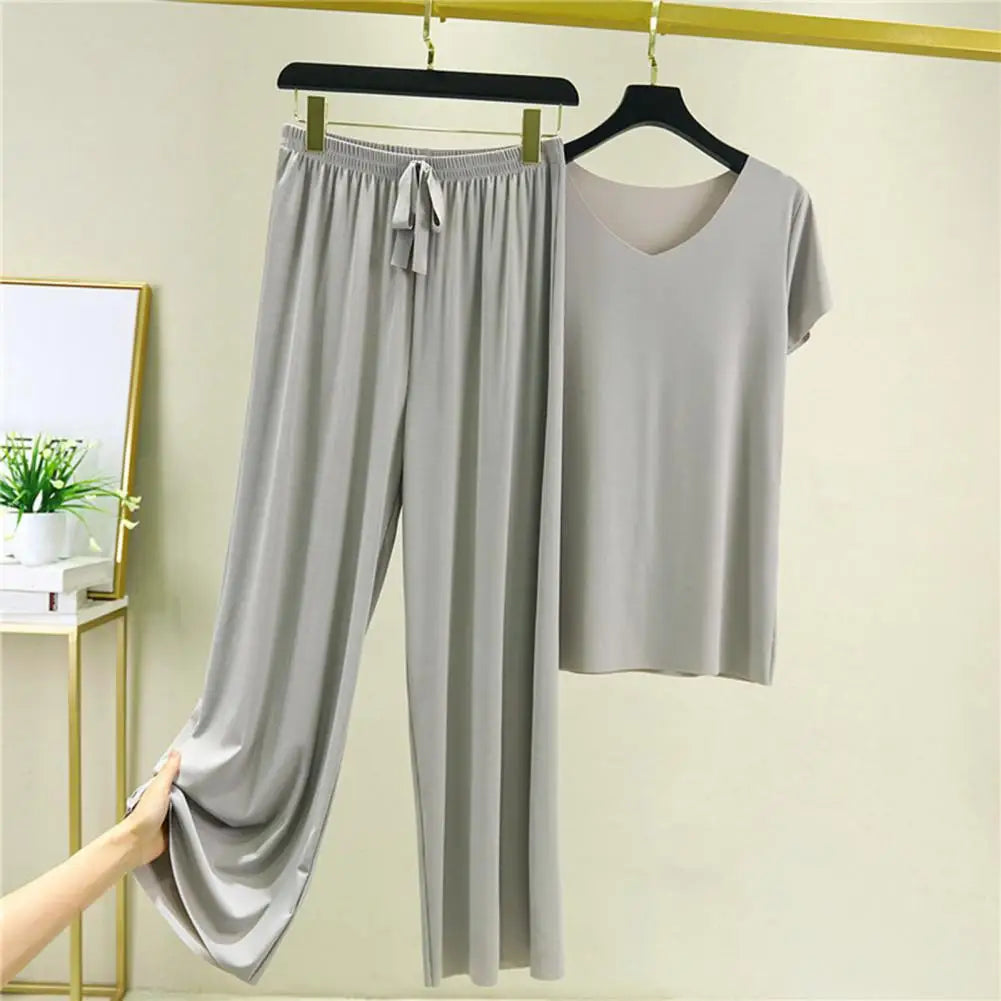 Women's Wide Leg Pants & T-Shirt Two-Piece Set