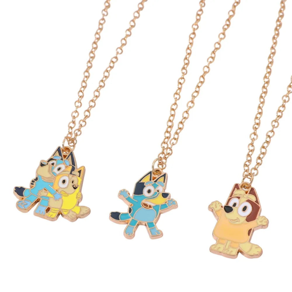 Bluey Animation Enamel Pendant Necklace Cute Cartoon Character Fashion Accessory for Children Creative Birthday Gift
