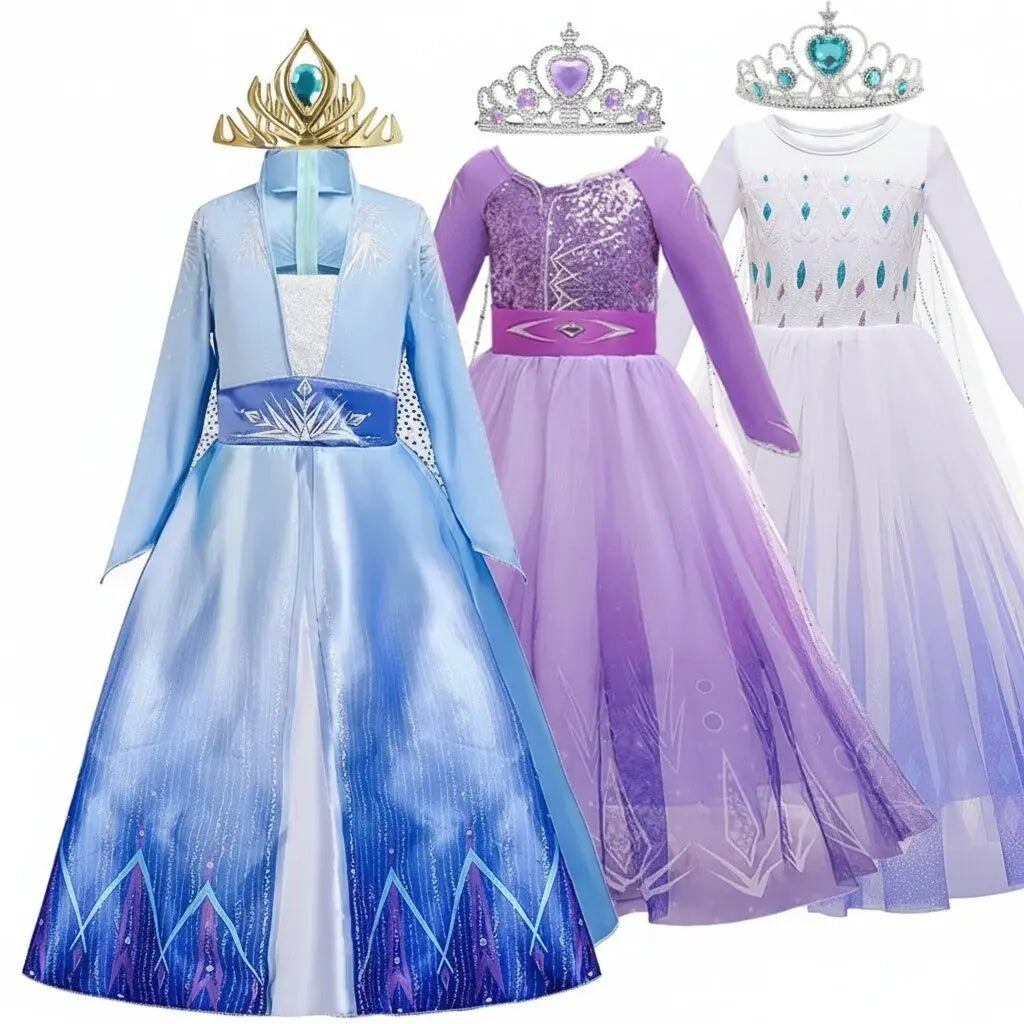 Girls Princess Snow Queen Costume Dress