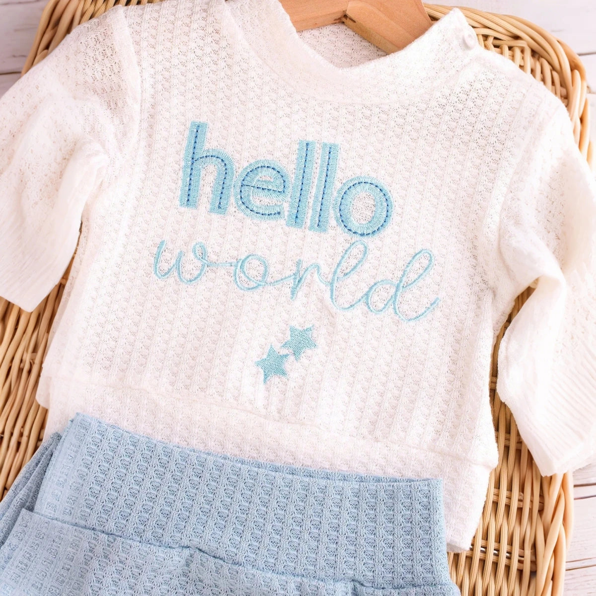 Hello World Newborn Photo Outfit, 3 Pieces