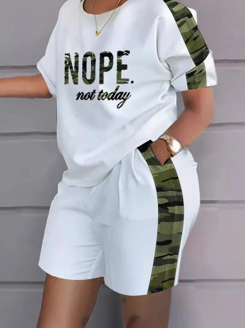 Women's Printed Wide Leg Pants & Short Sleeve Top Set