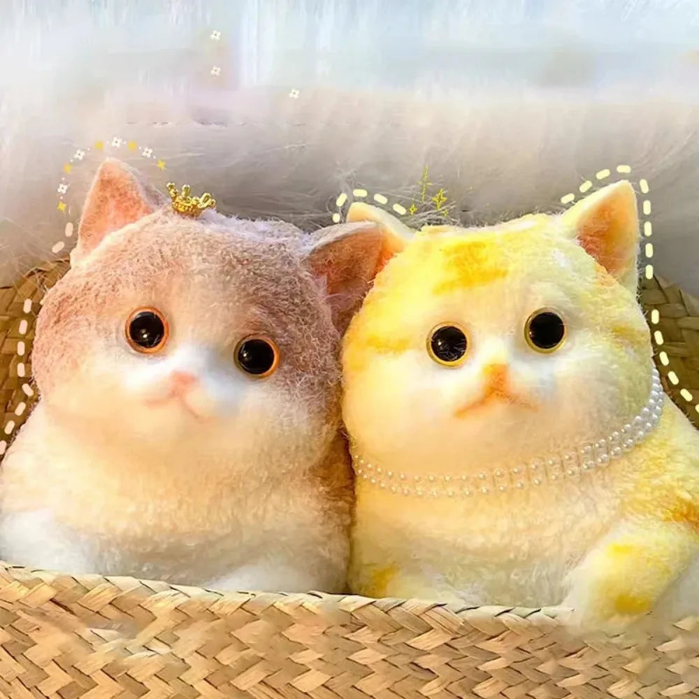 Taba Squishy Cute Flocking Cat  Fidget Toy Extra Large Sensory Stress Relief Toy for Kids Adults Anxiety Relaxation Squeeze Gift