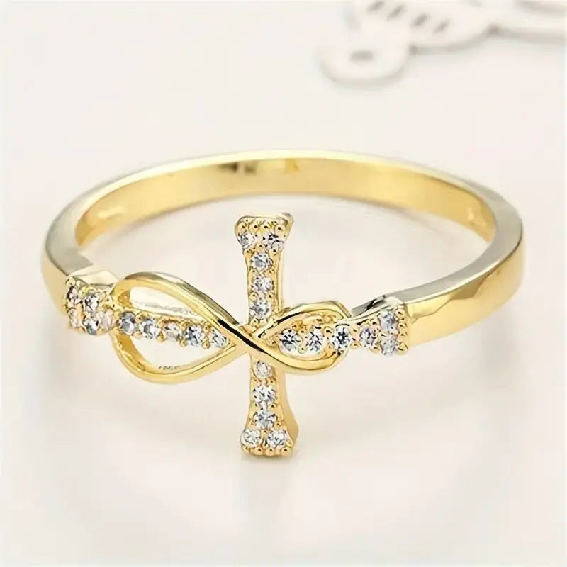 2026 Design Personalized Zircon Cross Ring, Simple and Fashionable, Female High End, Infinite Love, Classic Handicraft Wholesale
