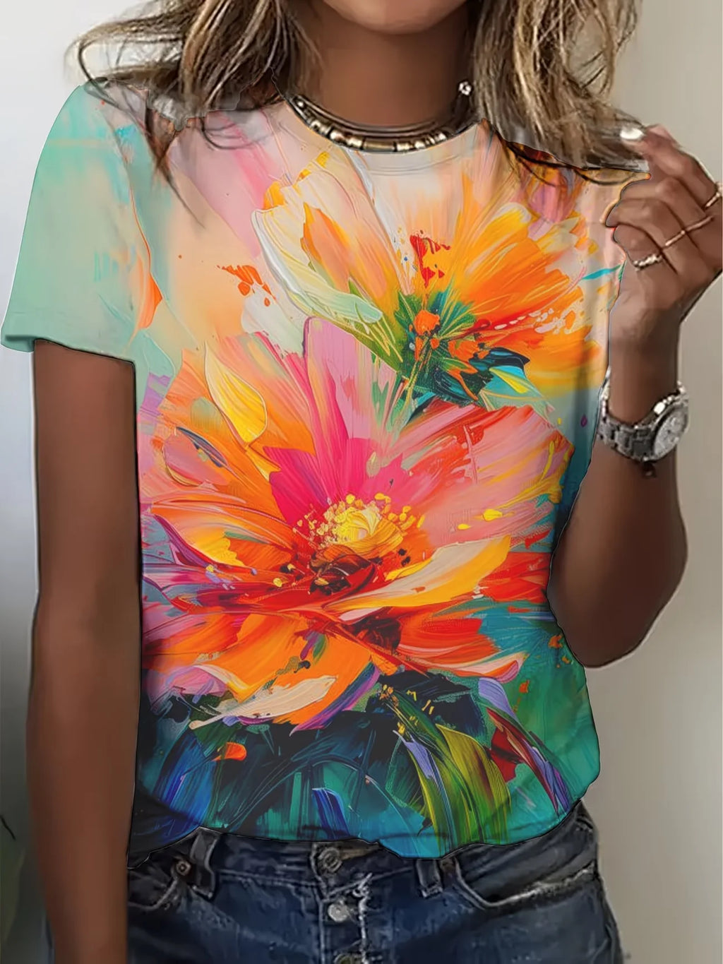 Women's 3D Print Short Sleeve T-Shirt