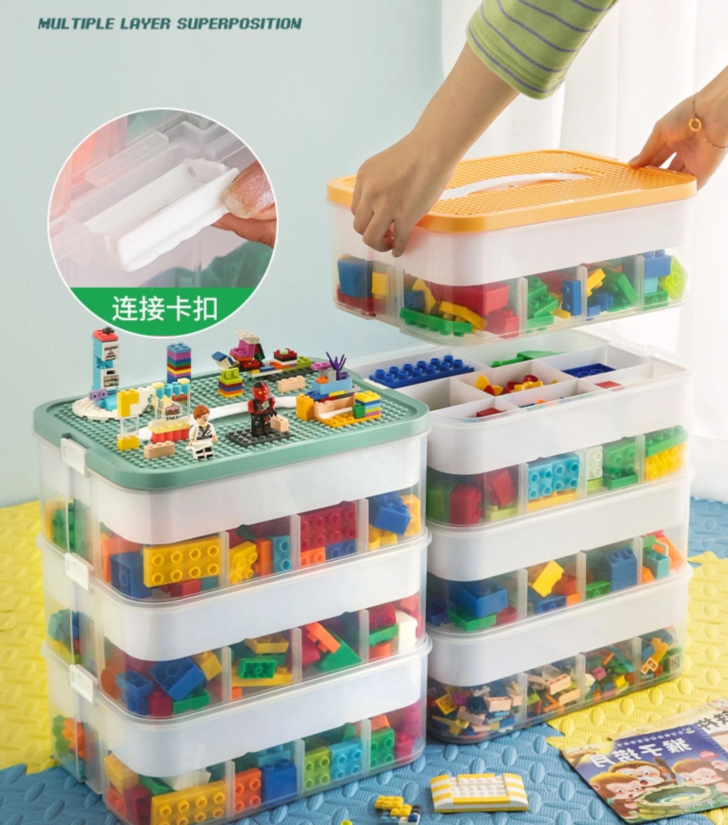 Lego Storage Box Building Block Organizer Particle Toy Jigsaw Puzzle Container Partition Lego Storage Bin Children Toy Organizer