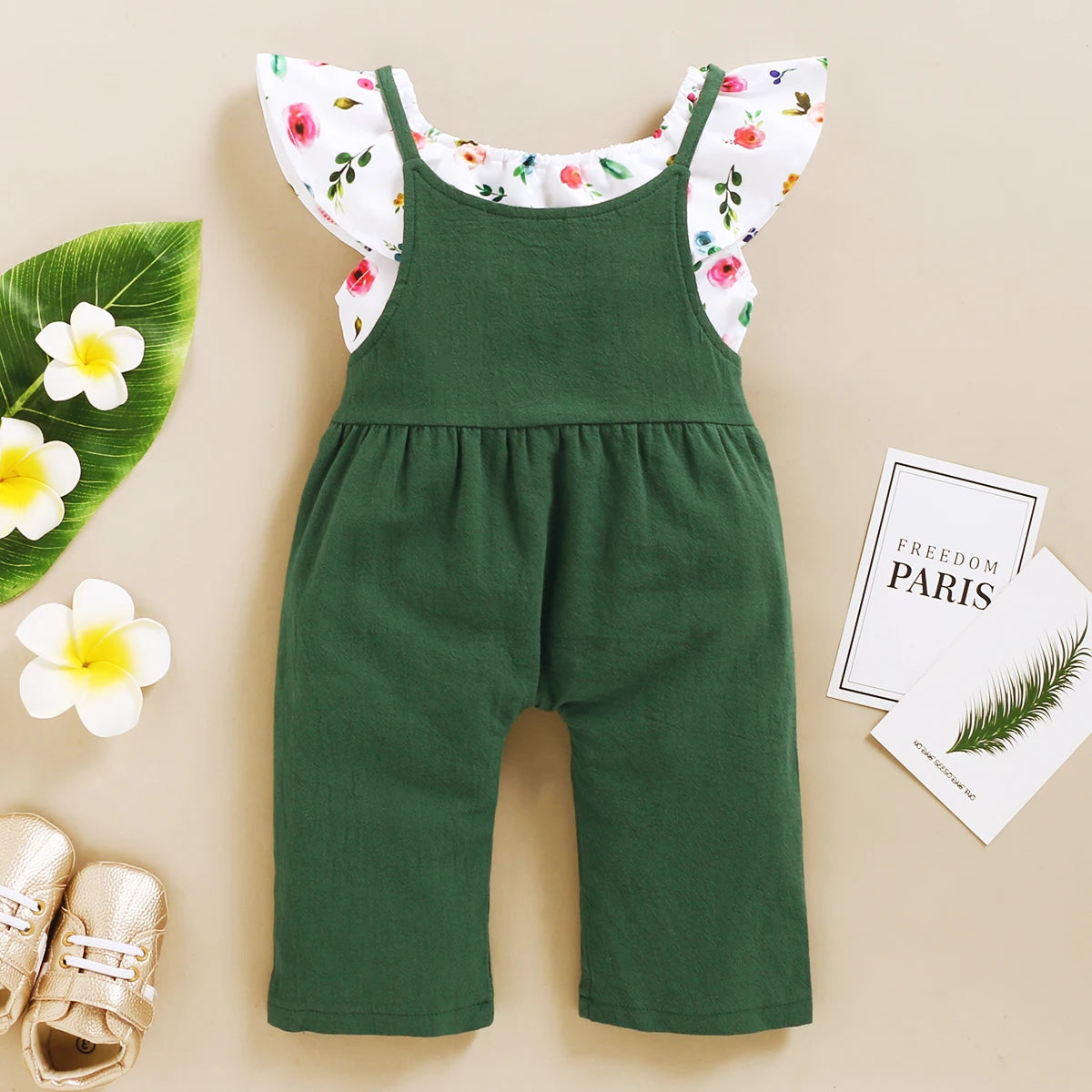 Toddler Girls Floral Print Top & Suspender Pants Set
