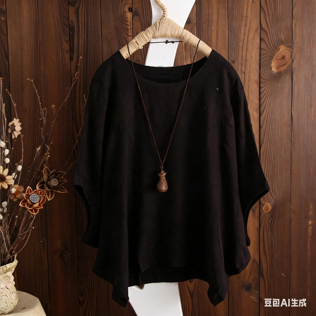 2026 Summer Women's Blouse O-Neck Loose Pullover Tops Casual Half Sleeve Solid Color Tee Top Shirt Blusas Female Clothing Simple