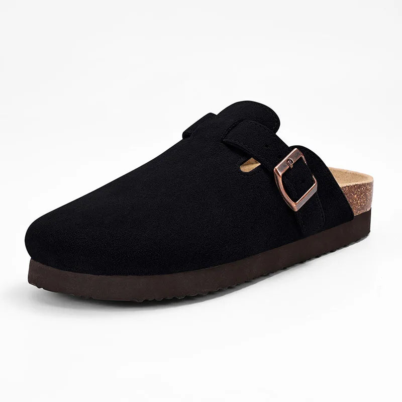 Goosecret Men Cow Suede Clogs Soft Cork Footbed Men Mules Slippers Fashion Men House Sandals With Arch Support Men Beach Sandals