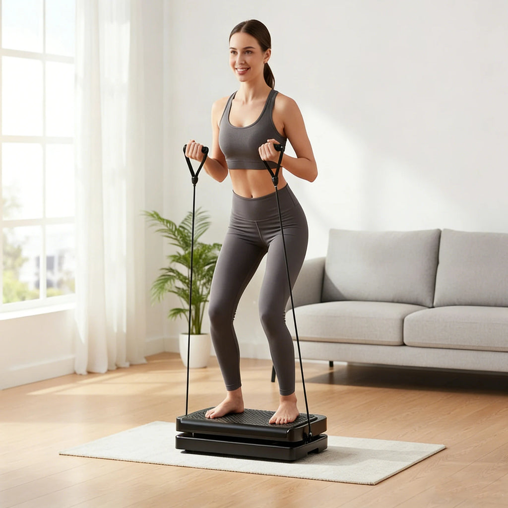 Exercise Vibration Plate with Rope Abdominal Workout Equipment 200 Modes Whole Body Vibrate Fitness Platform for Home Office