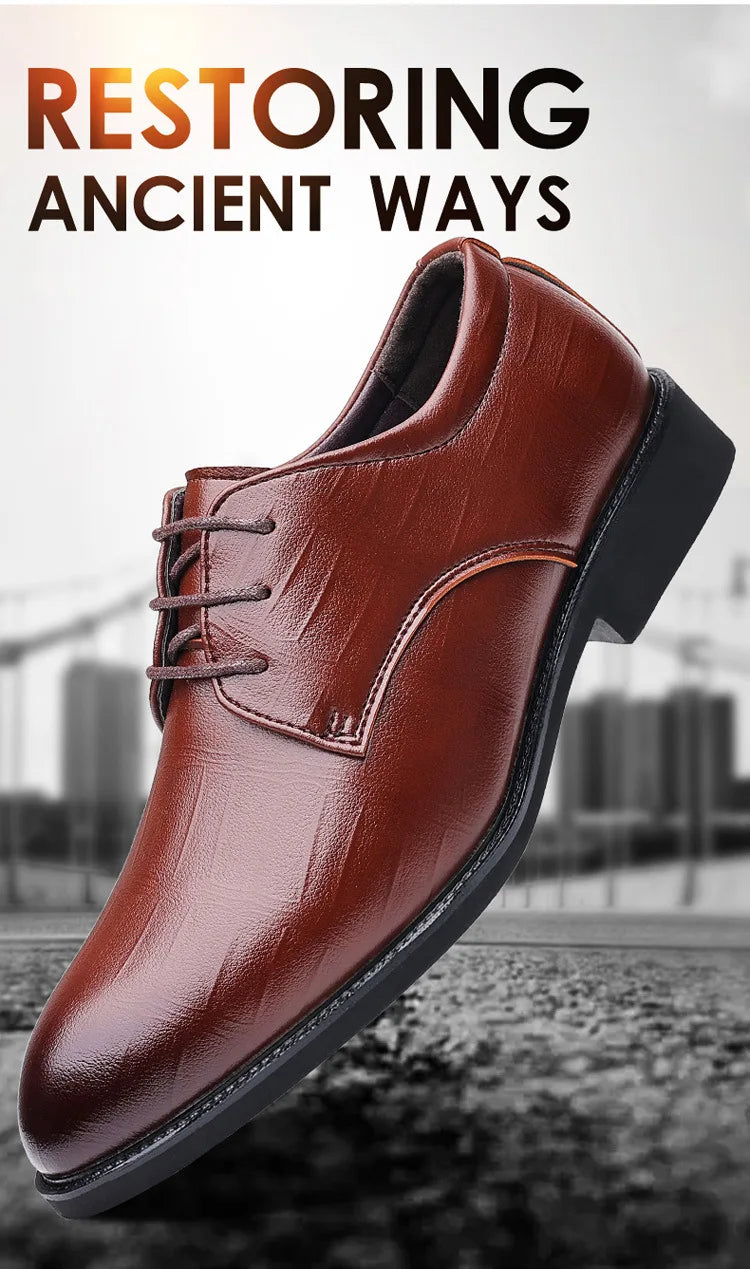 Men's Pointed Toe Oxford Leather Dress Shoes