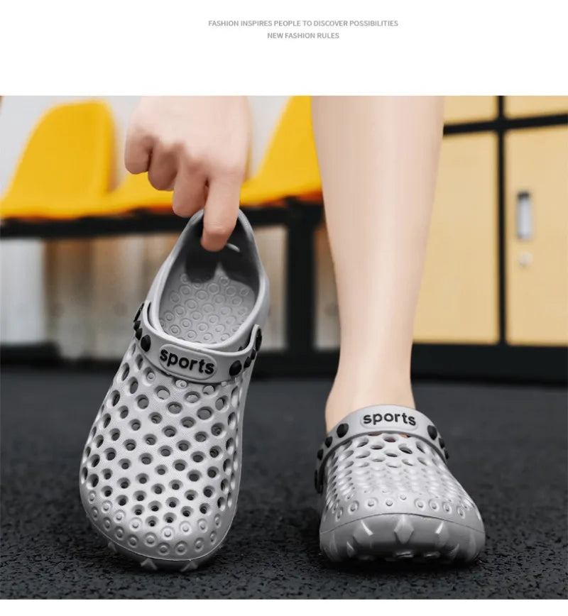 Summer Shoes Men Clogs Eva Slippers Men Flat Sandals Breathable Hole Shoes Men Beach Home Leisure Slides Men Summer Shoes
